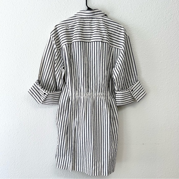 Madewell Tucked Mini Shirtdress in Grey Variegated Stripe Size 12 NWT - Picture 12 of 14